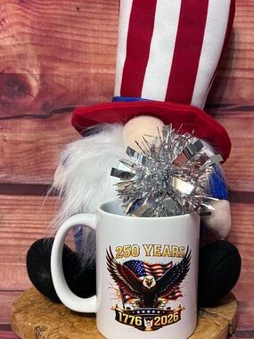 Patriotic 250 Years White Ceramic Mug with Eagle 1776-2026
